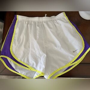 Nike White and Purple Athletic Shorts